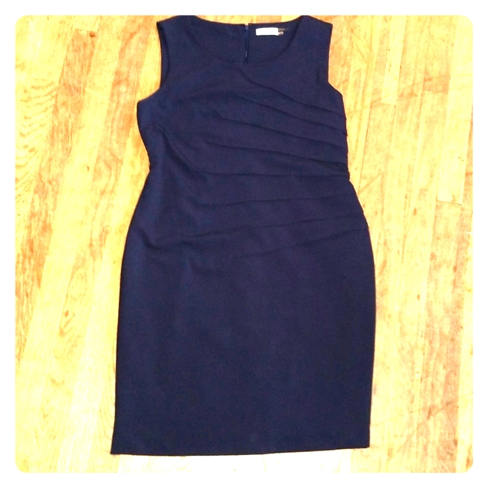 Calvin Klein Side Ruched Sheath Dress Navy
